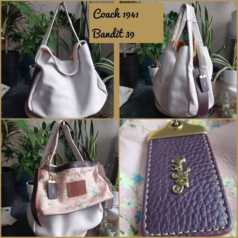 🤍Coach 1941 Bandit 39 Chalk Hobo With Paraire Flower Saddle Print Inner Bag